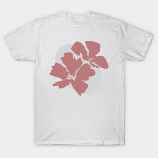 Minimalist mocha flowers on brown oval T-Shirt